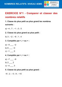 exercice nombre relatif 4ème