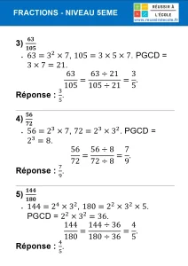 exercice simplification de fraction 5ème avec correction