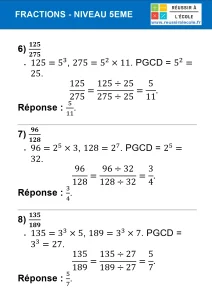 exercice sur les fractions 5ème