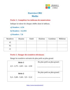 exercice sur les maths cm2