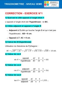exercice trigonometrie 3eme