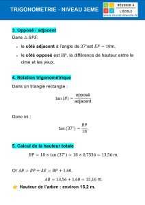 exercice trigonométrie 3ème