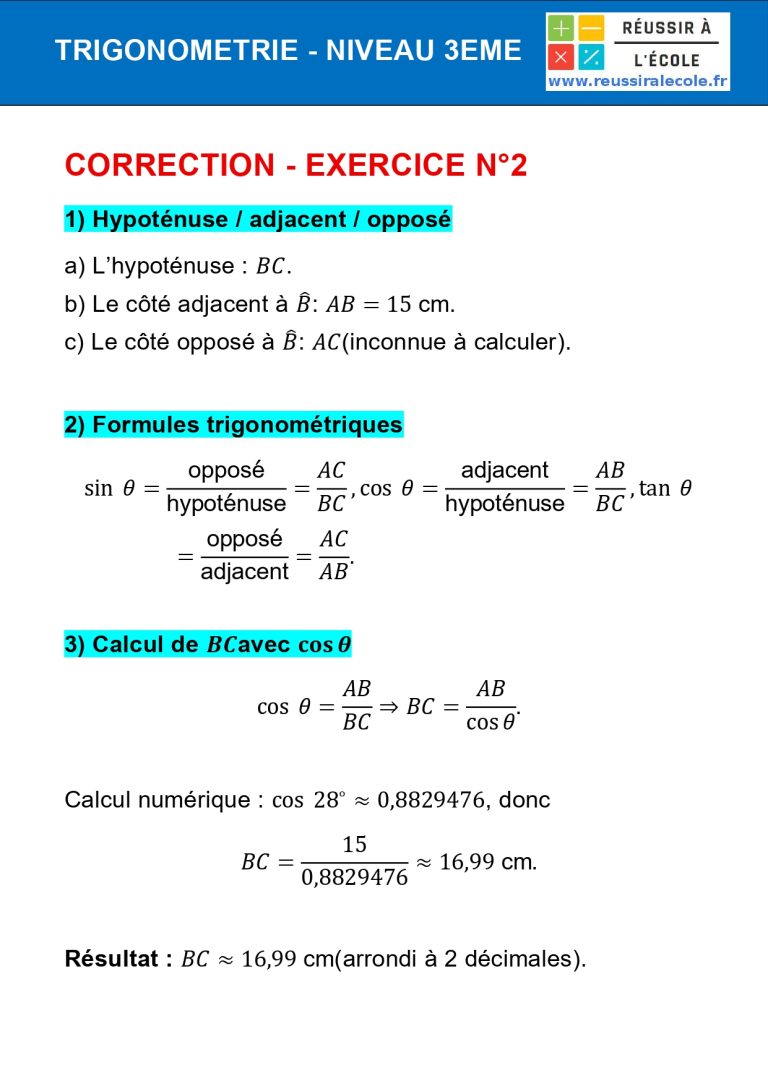 Exercice Trigonom trie 3 me Avec Corrig PDF Imprimer exercice-trigonom-trie-3-me-avec-corrig-pdf-imprimer