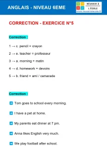 exercices anglais 6ème exercices anglais 6ème