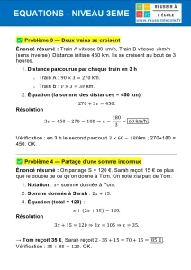 exercices équations 3eme