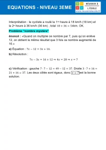 exercices equations 3eme