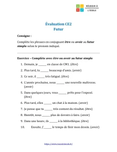 futur ce2 évaluation
