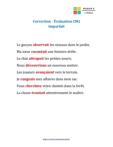 imparfait cm2 évaluation imparfait cm2 évaluation