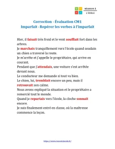 imparfait evaluation cm1​