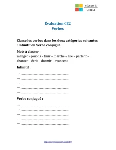 le verbe évaluation ce2 le verbe évaluation ce2