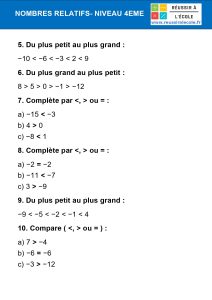 nombres relatifs 4ème exercices