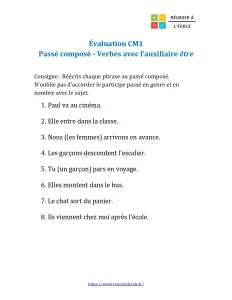 passé composé évaluation cm1