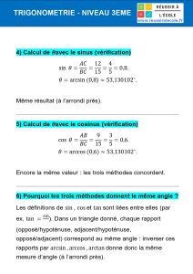 trigonométrie 3ème exercice
