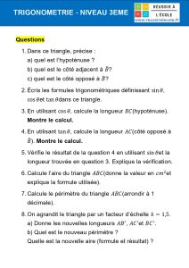 trigonométrie 3ème exercice