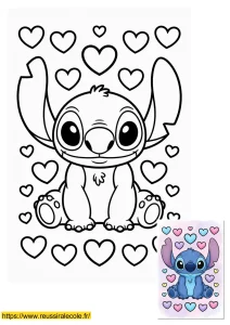 amoureux coloriage stitch mignon