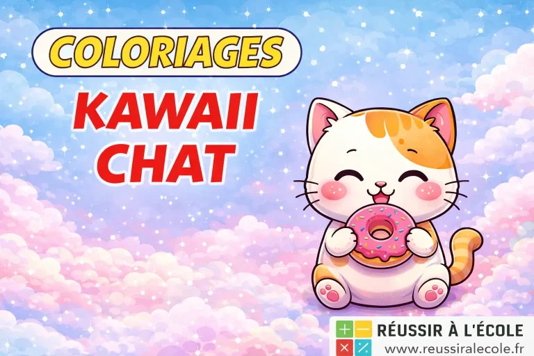 Article: Coloriage Kawaii Chat : 20 dessins et 1 Livre PDF à imprimer