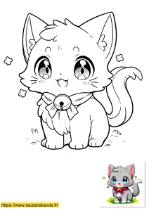 coloriage de chat kawaii