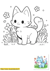 coloriage de chat kawaii