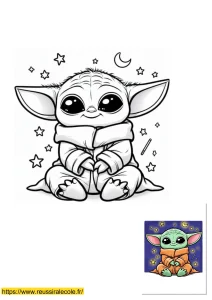 coloriage kawaii bébé yoda coloriage kawaii bébé yoda