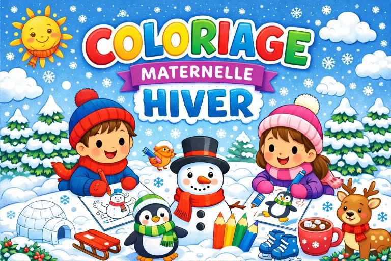 Article: Coloriage Hiver Maternelle : 20 Dessins et 1 Livre PDF à imprimer