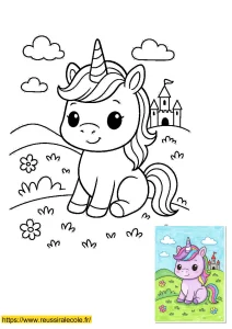 dessins kawaii licorne