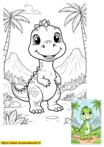 coloriage maternelle dinosaure représentant un bébé trex