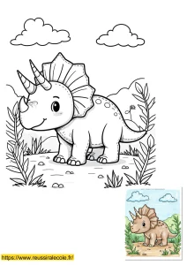 dessin dinosaure maternelle : triceratops facile à colorier