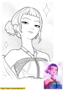 coloriage kpop demon hunters à imprimer zoey coloriage kpop demon hunters à imprimer zoey