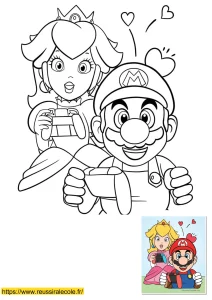coloriage mario et peach