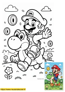 coloriage mario et yoshi coloriage mario et yoshi