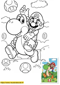 coloriage mario yoshi coloriage mario yoshi