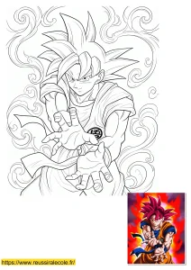 coloriage sangoku super saiyan divin rouge